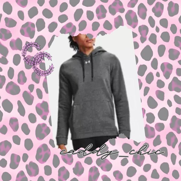 Under Armour Women's Hustle Fleece Hoodie Carbon Heather Large - Picture 1 of 10